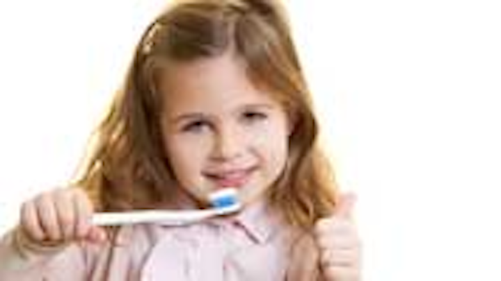 child brushing teeth