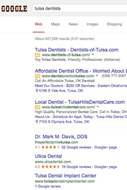 Google Dentist Search