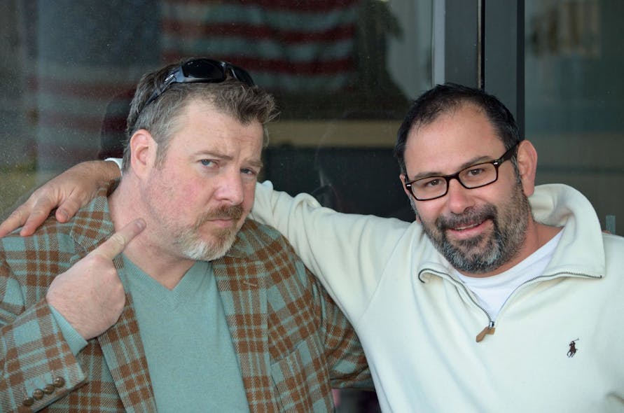 Micheal McCarthy and Howard Klein pose after not having shaved for over a week - and counting