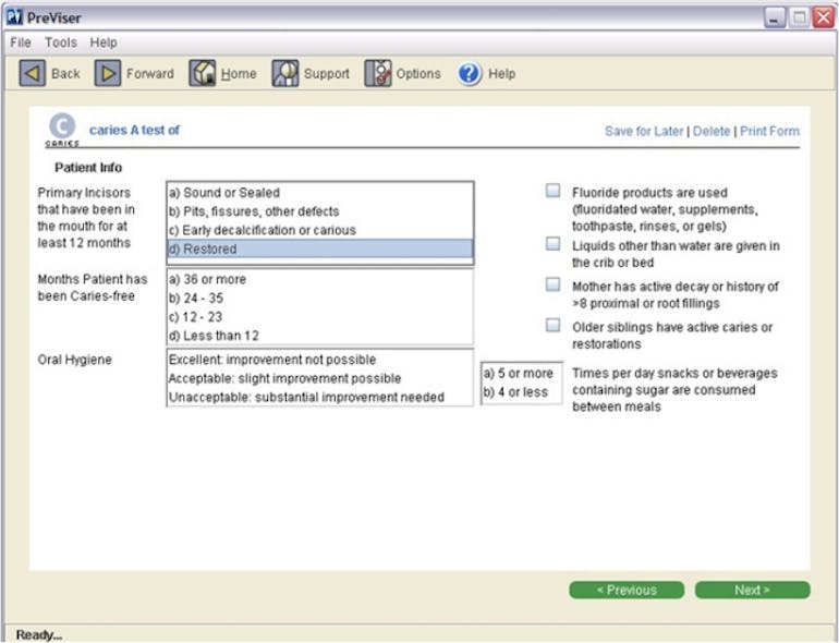 PreViser caries risk assessment tool Dentistry IQ