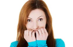 Woman Scared Of Dental Office Woman Scared Of Dental Office