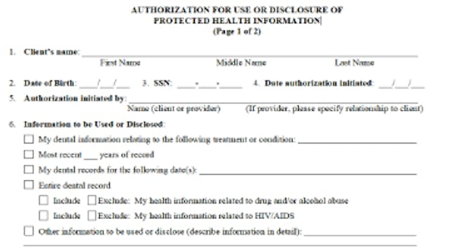 Downloadable dental forms: HIPAA authorization records release form | Dentistry IQ downloadable-dental-forms-hipaa-authorization-records-release-form-dentistry-iq