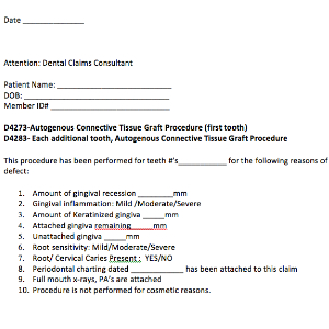 Downloadable Dental Form Ada Code D4273 Autogenous