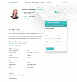 An online patient appointment request form on a doctor's Dentistry.com practice profile An online patient appointment request form on a doctor's Dentistry.com practice profile