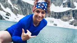 Dr. Stacey Gividen at Iceberg Lake in Glacier National Park, 4th of July, 2019