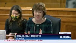 Dental practices in Sen. Collin's home state of Maine remain closed for nonemergency procedures. Dental practices in Sen. Collin's home state of Maine remain closed for nonemergency procedures.