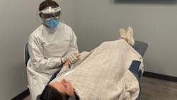 The assistant of Vitalize Dental comforts a nervous patient. The assistant of Vitalize Dental comforts a nervous patient.