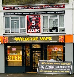 Figure 1: Local shop selling vaping equipment with a slogan, &ldquo;Quit smoking and start vaping here.&rdquo;