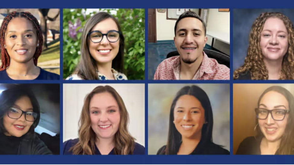 Clockwise from left: Mechiah Brant; Khrystyna Couture; Diego Ortiz; Brittany Perry, CDA; Sydney Riester; Monserat Rincon; Grace Tarr; and Karleigh Yazzie.