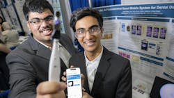 Ayush Garg, left, and Divij Motwani. display their winning ISEF entry, OralAI. Ayush Garg, left, and Divij Motwani. display their winning ISEF entry, OralAI.