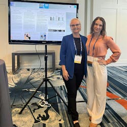 Deputy Chief Dentist Jaana Helenius-Hietala, DDS, PhD (left), and dental student Wilma Romppanen (right) presenting a poster at the AAOM 2024 conference in Orlando, Florida. The study examined the effect of dual light photodynamic therapy on elderly residents in assisted living facilities. Deputy Chief Dentist Jaana Helenius-Hietala, DDS, PhD (left), and dental student Wilma Romppanen (right) presenting a poster at the AAOM 2024 conference in Orlando, Florida. The study examined the effect of dual light photodynamic therapy on elderly residents in assisted living facilities.
