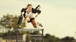 manager jumping over hurdle manager jumping over hurdle