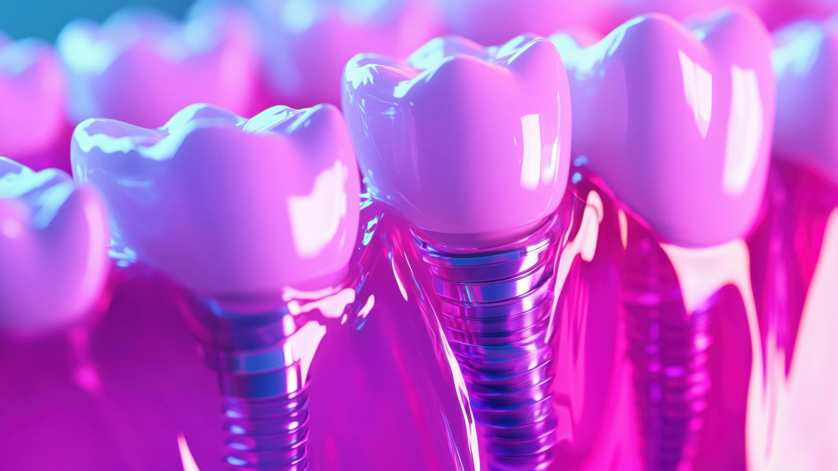 Plastic model of dental implants