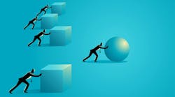 one figure pushing ahead of the others one figure pushing ahead of the others