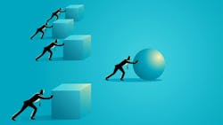 one figure pushing ahead of the others one figure pushing ahead of the others