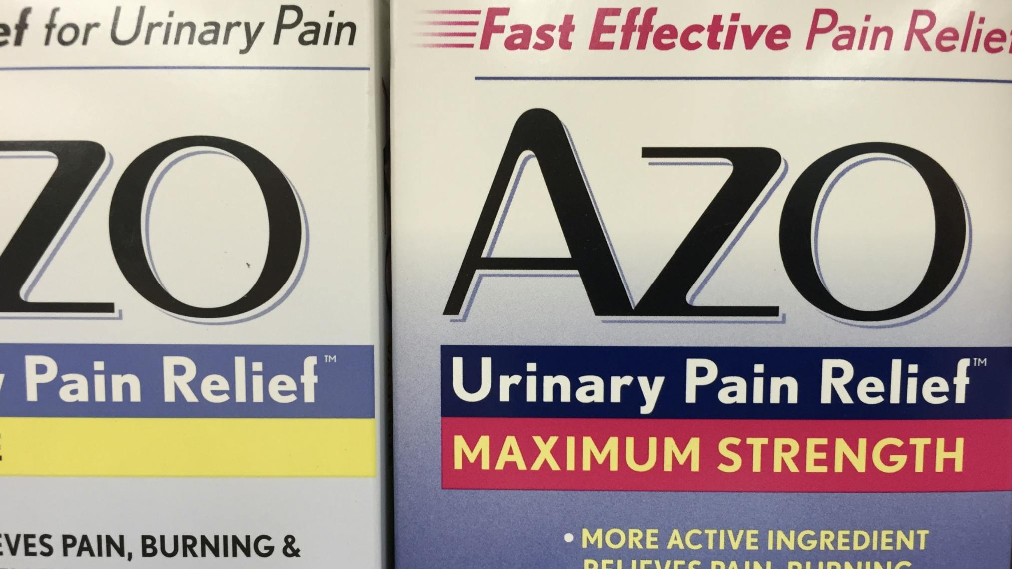 Phenazopyridine as appears in a pharmacy aisle