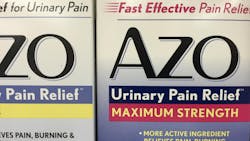 Phenazopyridine as appears in a pharmacy aisle Phenazopyridine as appears in a pharmacy aisle