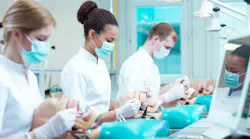 Dental students taking exam