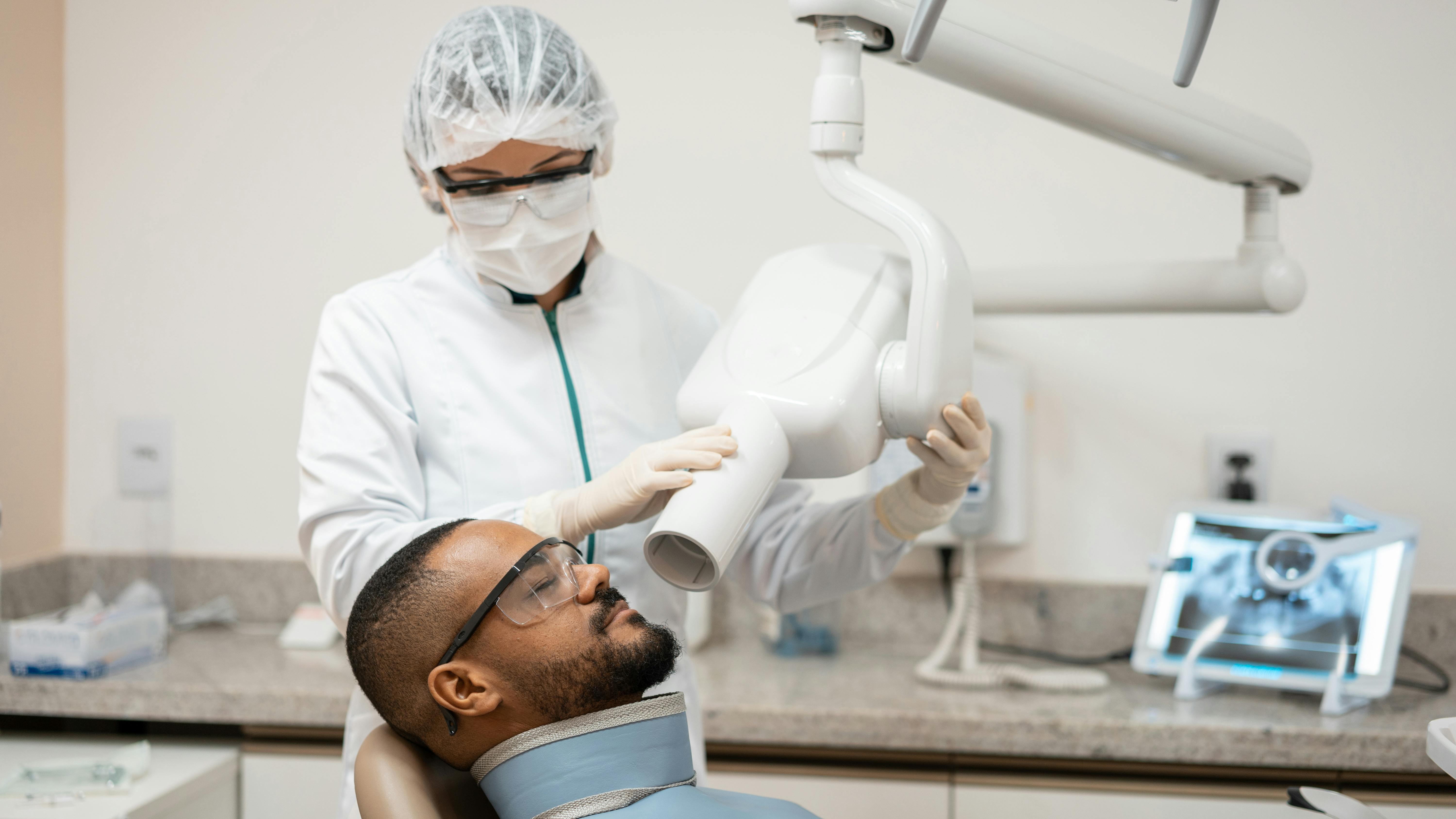 Dental patient receiving xray