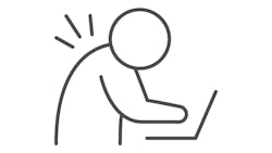 illustration of a person with back pain hunched over a laptop illustration of a person with back pain hunched over a laptop