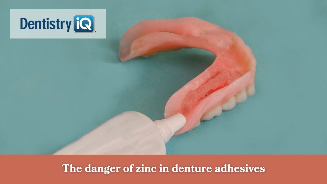 a denture with denture adhesive