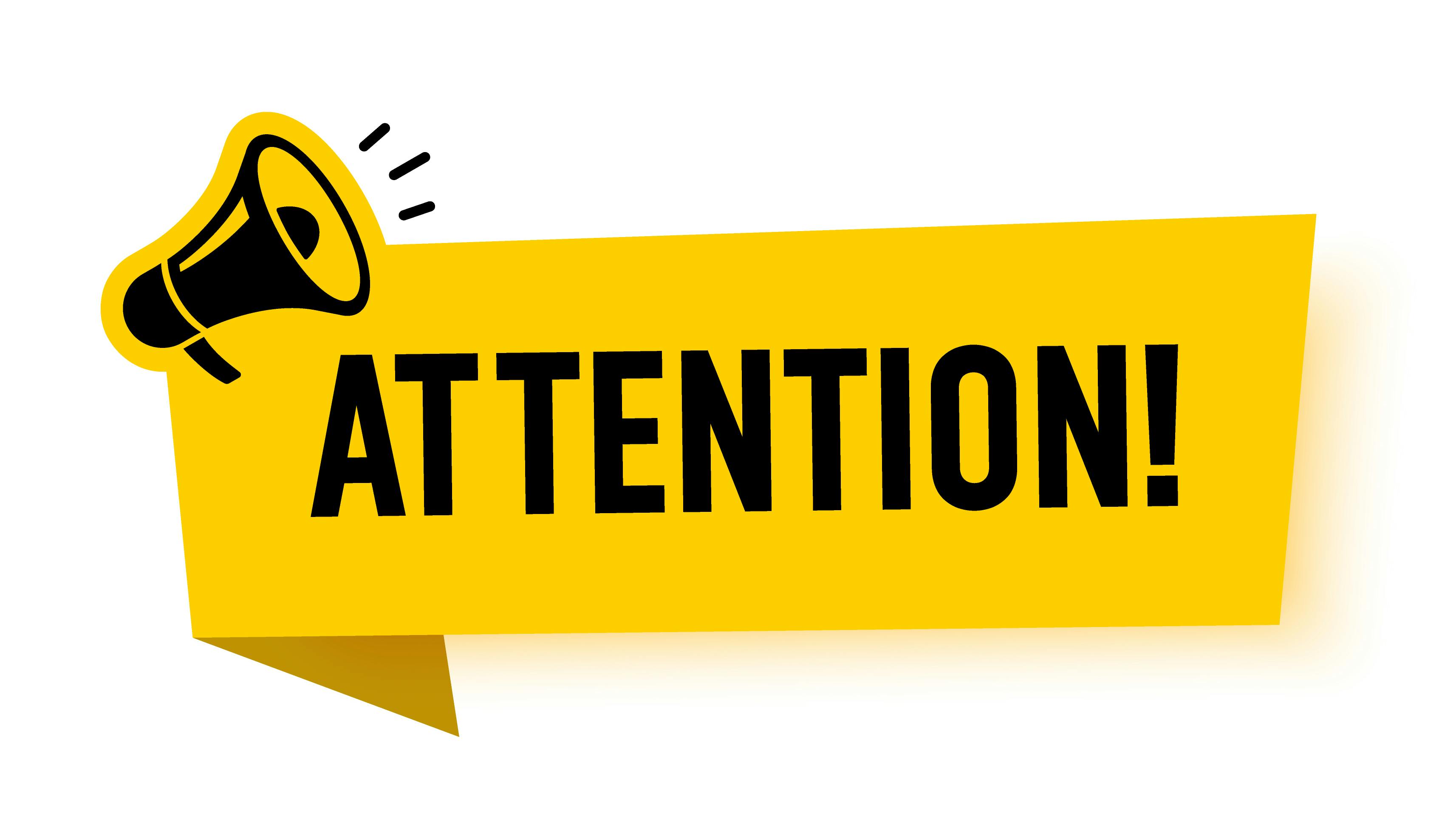 'Attention!' banner announcement